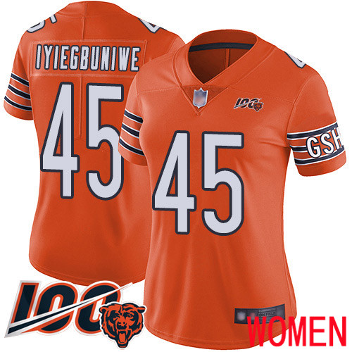 Chicago Bears Limited Orange Women Joel Iyiegbuniwe Alternate Jersey NFL Football #45 100th Season